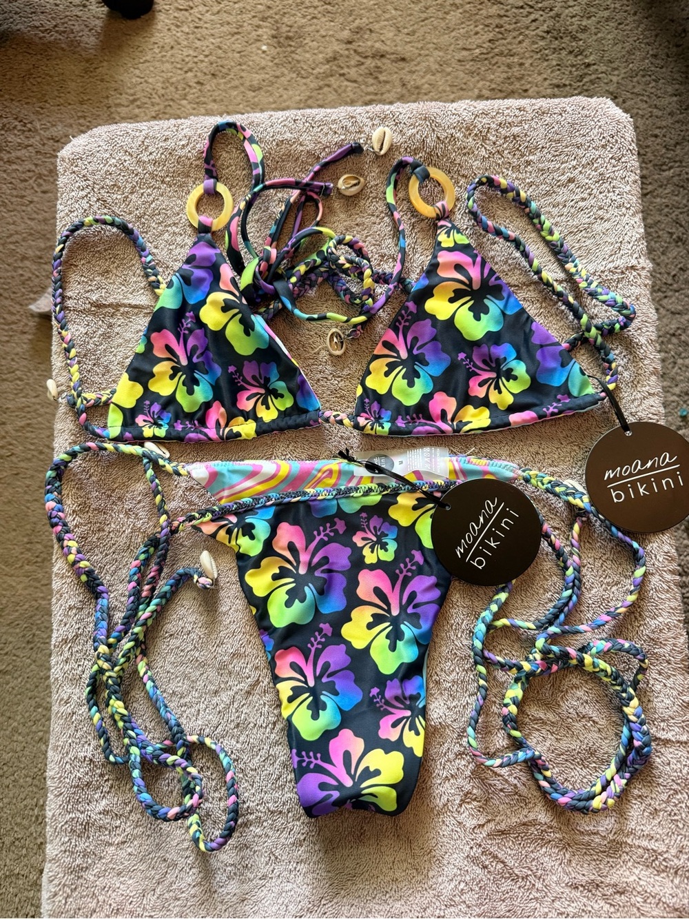 Moana Bikini Kids One-Piece Style Two-Piece Floral Swim Set in Multicolor